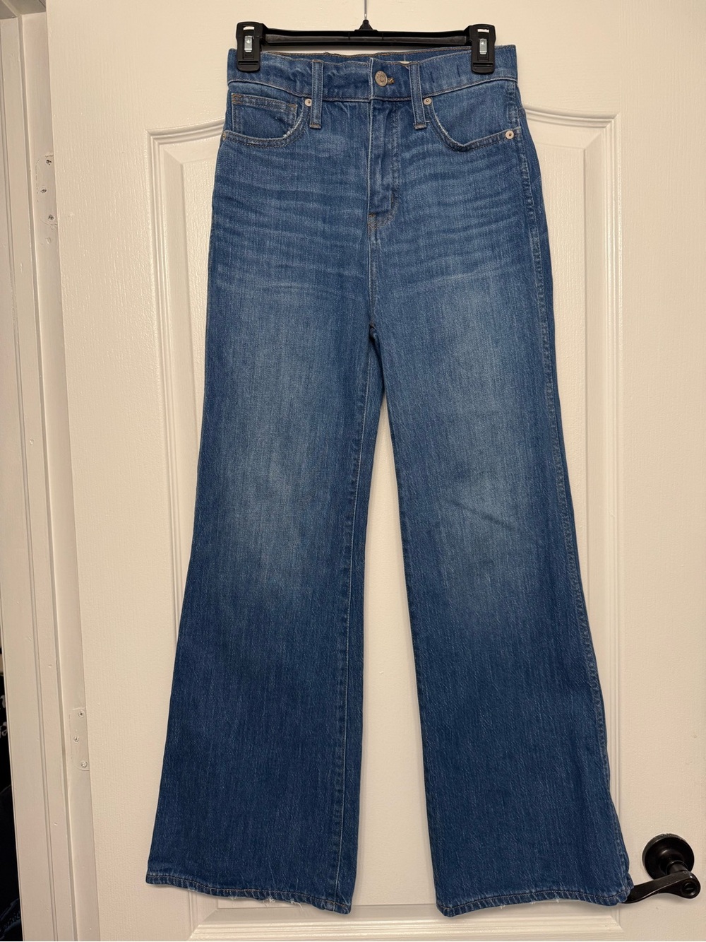 Madewell 26P 11” High Rise Flare Jeans Mossbrook Wash Blue Denim Petite K9164